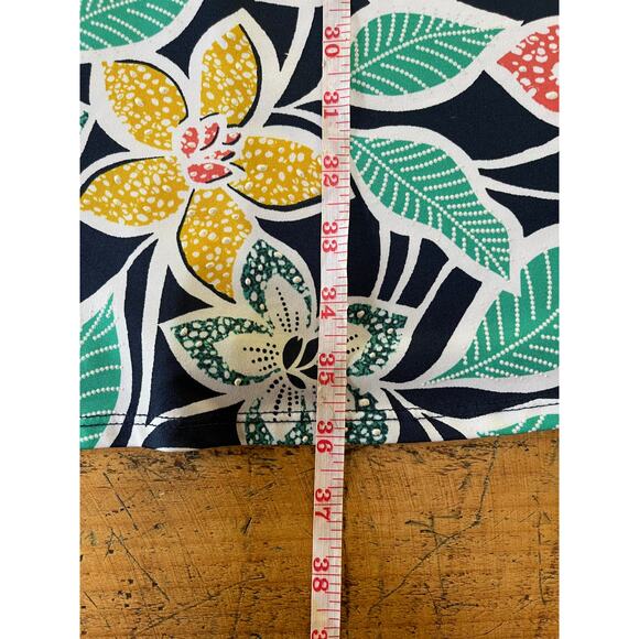 Womens Ruby Rd. Red Green Yellow Floral Dot Embossed Tropical Dress Size Medium - Picture 8 of 8